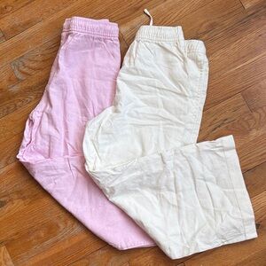 Old Navy linen/rayon girls Pink and Cream summer pants (bundle of 2)